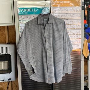 THOMAS DEAN  - Men’s XXL gray, button down, long sleeve, print